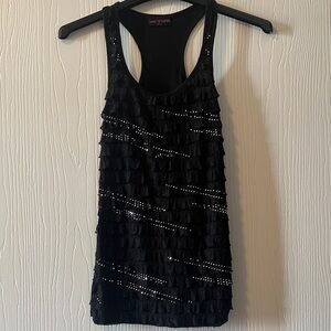 Luxe Women's Black Tank Top with Sequins